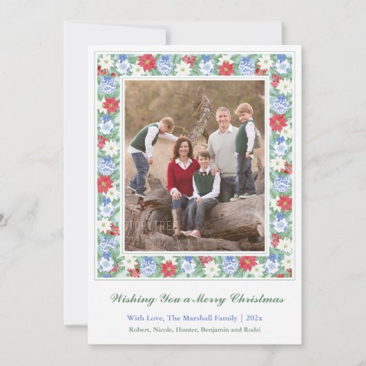 Feestelijk  Botanisch Lijst Vrolijk Kerstfeest Feestdagenkaart (Voorkant)