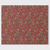 Feestelijk Bourgondisch Kerstbotanisch gebladerte Cadeaupapier (Vlak)