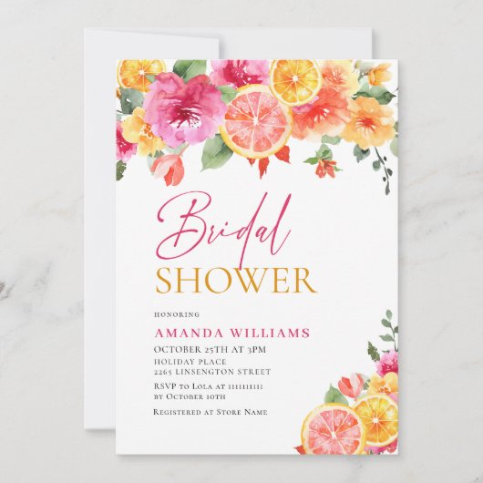 Feestelijk Bright Flowers Floral Citrus Vrijgezell Kaart (Voorkant)