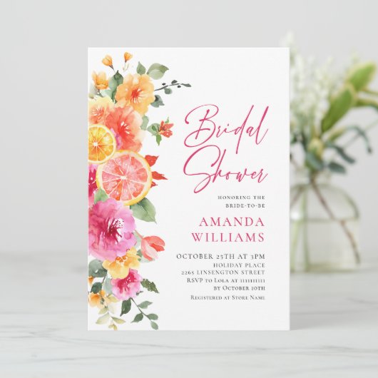 Feestelijk Bright Flowers Floral Citrus Vrijgezell Kaart (Staand voorkant)