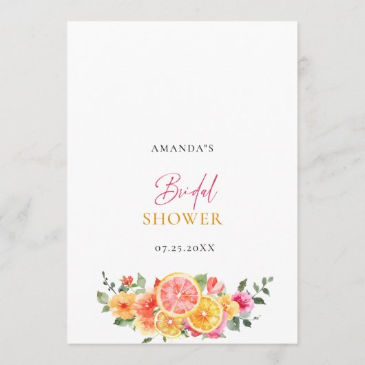 Feestelijk Bright Flowers Floral Citrus Vrijgezell Menu (Achterkant)