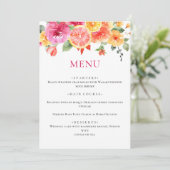 Feestelijk Bright Flowers Floral Citrus Vrijgezell Menu (Staand voorkant)