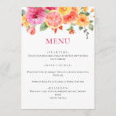 Feestelijk Bright Flowers Floral Citrus Vrijgezell Menu (Voorkant)
