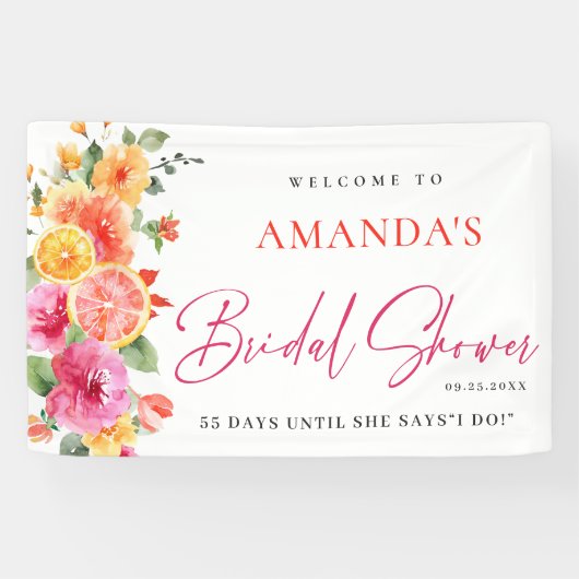 Feestelijk Bright Flowers Floral Citrus Vrijgezell Spandoek (Horizontaal)