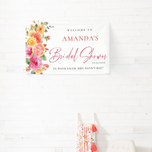 Feestelijk Bright Flowers Floral Citrus Vrijgezell Spandoek (Insitu)