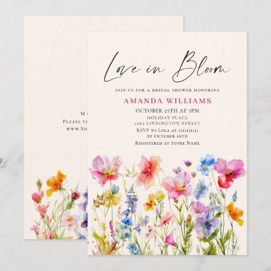 Feestelijk Bright Waterverf Flowers Vrijgezellenfe Kaart (Voorkant / Achterkant)