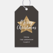 Feestelijk Bruin Gouden Ster Vrolijk Kerstfeest Cadeaulabel (Voorkant)