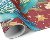 Feestelijk Budgie Gold & Red Christmas Wrapping Pa Cadeaupapier (Rol Hoek)
