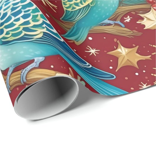 Feestelijk Budgie Gold & Red Christmas Wrapping Pa Cadeaupapier (Rol Hoek)