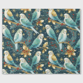 Feestelijk Budgie Kerstcadeau inpakpapier (Vlak)