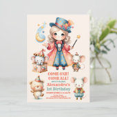 Feestelijk Carnaval Circus Party Kind 1e Verjaarda Kaart (Staand voorkant)