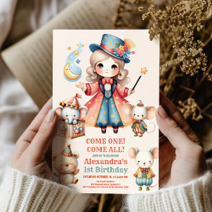 Feestelijk Carnaval Circus Party Kind 1e Verjaarda Kaart