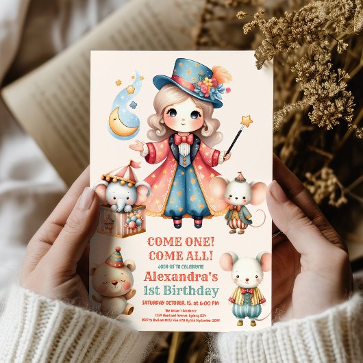 Feestelijk Carnaval Circus Party Kind 1e Verjaarda Kaart