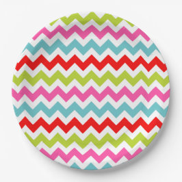 Feestelijk Chevron Patroon – Retro Vakantieranden Papieren Bordje