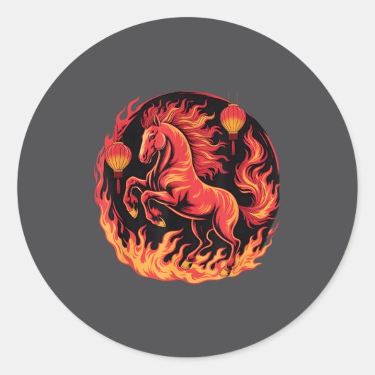 Feestelijk Chinees Nieuwjaar 2026 Paard Lantaarn C Ronde Sticker (Voorkant)