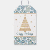 Feestelijk Chique Bloemen Mandala Sneeuwvlokken pa Cadeaulabel (Voorkant)