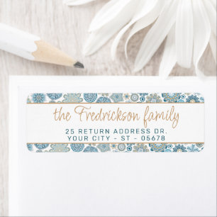 Feestelijk Chique Bloemen Mandala Sneeuwvlokken pa Etiket