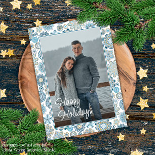 Feestelijk Chique Bloemen Mandala Sneeuwvlokken pa Feestdagenkaart