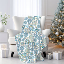 Feestelijk Chique Bloemen Mandala Sneeuwvlokken pa Fleece Deken