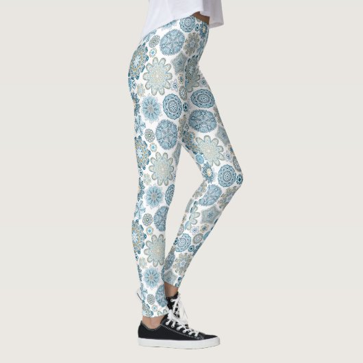 Feestelijk Chique Bloemen Mandala Sneeuwvlokken pa Leggings (Rechts)