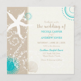 Feestelijk chique strand bruiloft uitnodiging