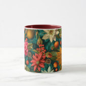 Feestelijk citrus- en winterbloemen kerstpatroon mok (Midden)