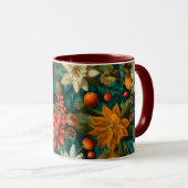 Feestelijk citrus- en winterbloemen kerstpatroon mok (Voorkant rechts)