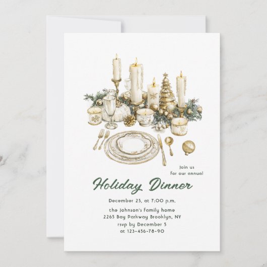 Feestelijk Country Boho Kerstdiner Kaart (Voorkant)