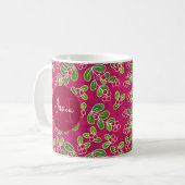 Feestelijk Cranberry foliage patroon Monogram Koffiemok (Voorkant links)