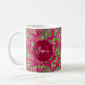 Feestelijk Cranberry foliage patroon Monogram Koffiemok (Links)