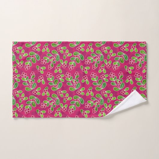 Feestelijk Cranberry Fruit Pattern, Fuchsia Bad Handdoek (Handdoek)