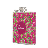 Feestelijk Cranberry Fruit Pattern, Fuchsia Heupfles (Links)
