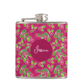 Feestelijk Cranberry Fruit Pattern, Fuchsia Heupfles (Voorkant)