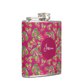 Feestelijk Cranberry Fruit Pattern, Fuchsia Heupfles (Rechts)