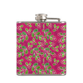 Feestelijk Cranberry Fruit Pattern, Fuchsia Heupfles (Achterkant)
