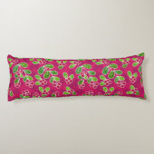 Feestelijk Cranberry Fruit Pattern, Fuchsia Lichaamskussen (Achterkant)