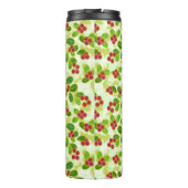 Feestelijk Cranberry Fruit Pattern & Monogram, Gro Thermosbeker (Achterkant)