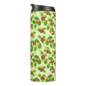 Feestelijk Cranberry Fruit Pattern & Monogram, Gro Thermosbeker (Geroteerd rechts)