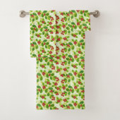 Feestelijk Cranberry fruitpatroon, groen Bad Handdoek (Insitu)