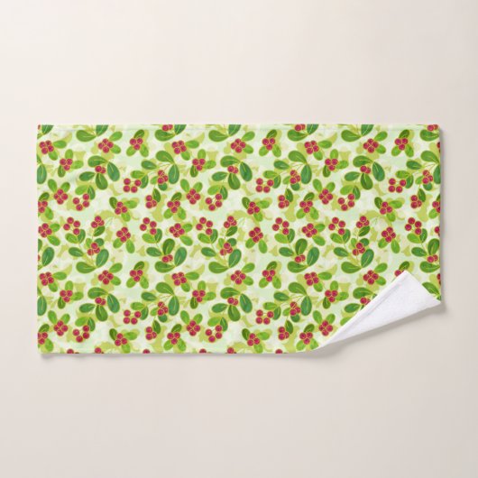 Feestelijk Cranberry fruitpatroon, groen Bad Handdoek (Handdoek)