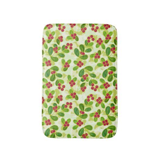 Feestelijk Cranberry fruitpatroon, groen Badmat (Voorkant Verticaal)