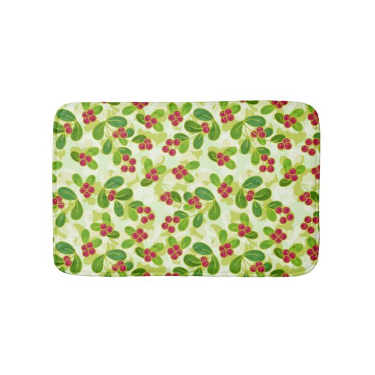 Feestelijk Cranberry fruitpatroon, groen Badmat (Voorkant)