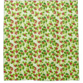 Feestelijk Cranberry fruitpatroon, groen Douchegordijn (Voorkant)