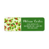 Feestelijk Cranberry fruitpatroon, groen Etiket (Voorkant)