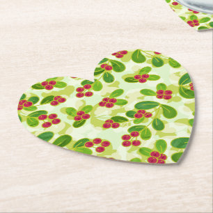 Feestelijk Cranberry fruitpatroon, groen Kartonnen Onderzetters