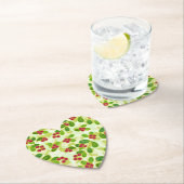 Feestelijk Cranberry fruitpatroon, groen Kartonnen Onderzetters (Insitu)