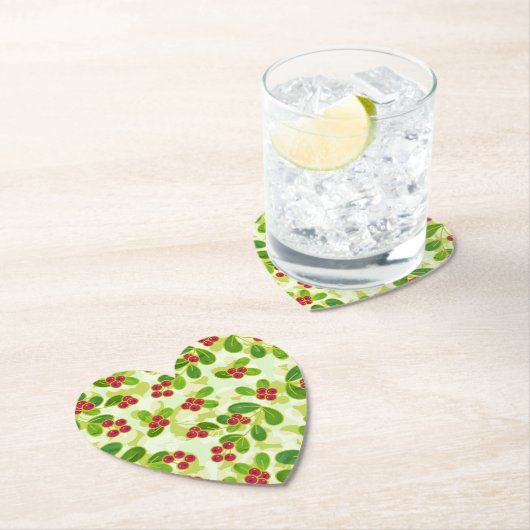 Feestelijk Cranberry fruitpatroon, groen Kartonnen Onderzetters (Insitu)