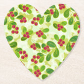 Feestelijk Cranberry fruitpatroon, groen Kartonnen Onderzetters (Voorkant)