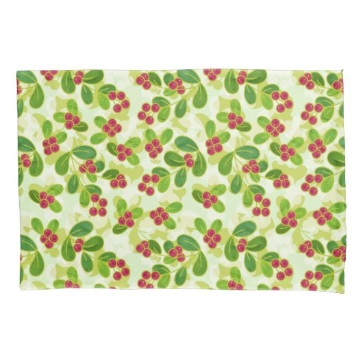 Feestelijk Cranberry fruitpatroon, groen Kussensloop (Voorkant)