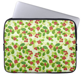 Feestelijk Cranberry fruitpatroon, groen Laptop Sleeve